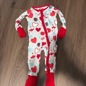 Little Sleepies Red and White Footies One Piece